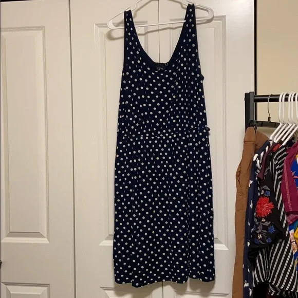 ASOS Curve | Dresses | Navy Asos Stretchy Cotton Polka Dot Dress Size 6 |  Poshmark